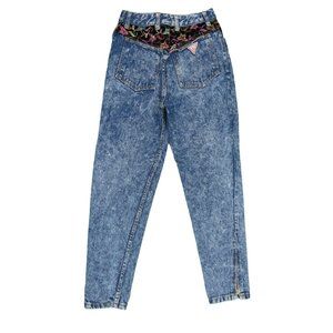 80s Vintage Guess Acid Wash Floral Embroidered Jeans 24x27